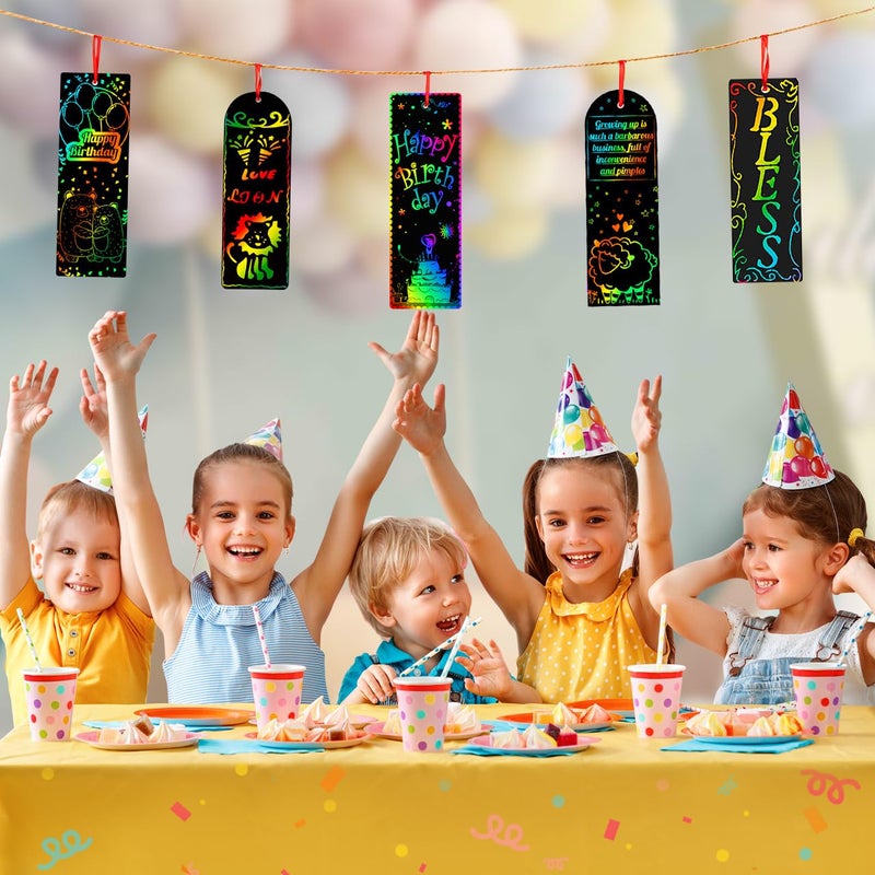 ZMLM Scratch Paper Art Bookmarks Kids: 36 Set Magic Rainbow DIY Art Craft Paper Bookmark Gift Tag Party Favor Goodie Bags Stuffers Pack Activity Bulk Making Kit for Boys Girls Birthday Game Classroom - Image 3